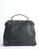 Fendi Peekaboo Leather Handbag In Black