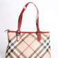 Burberry Red Patent Leather Supernova Check Coated Canvas Regent Tote Bag