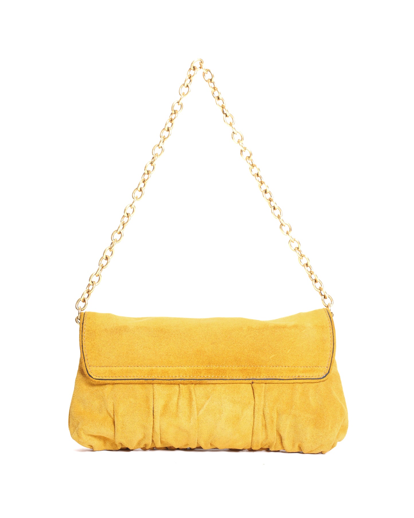 Gucci Mustard Yellow Suede Babouska Heart Chain Shoulder Bag