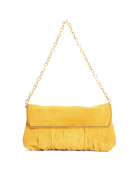 Gucci Mustard Yellow Suede Babouska Heart Chain Shoulder Bag
