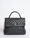 Chanel Quilted Caviar Coco Handle Bag in Black