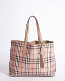 New Burberry  Medium Tote Heymarket Reversible Ho  Check Mid Camel Leather