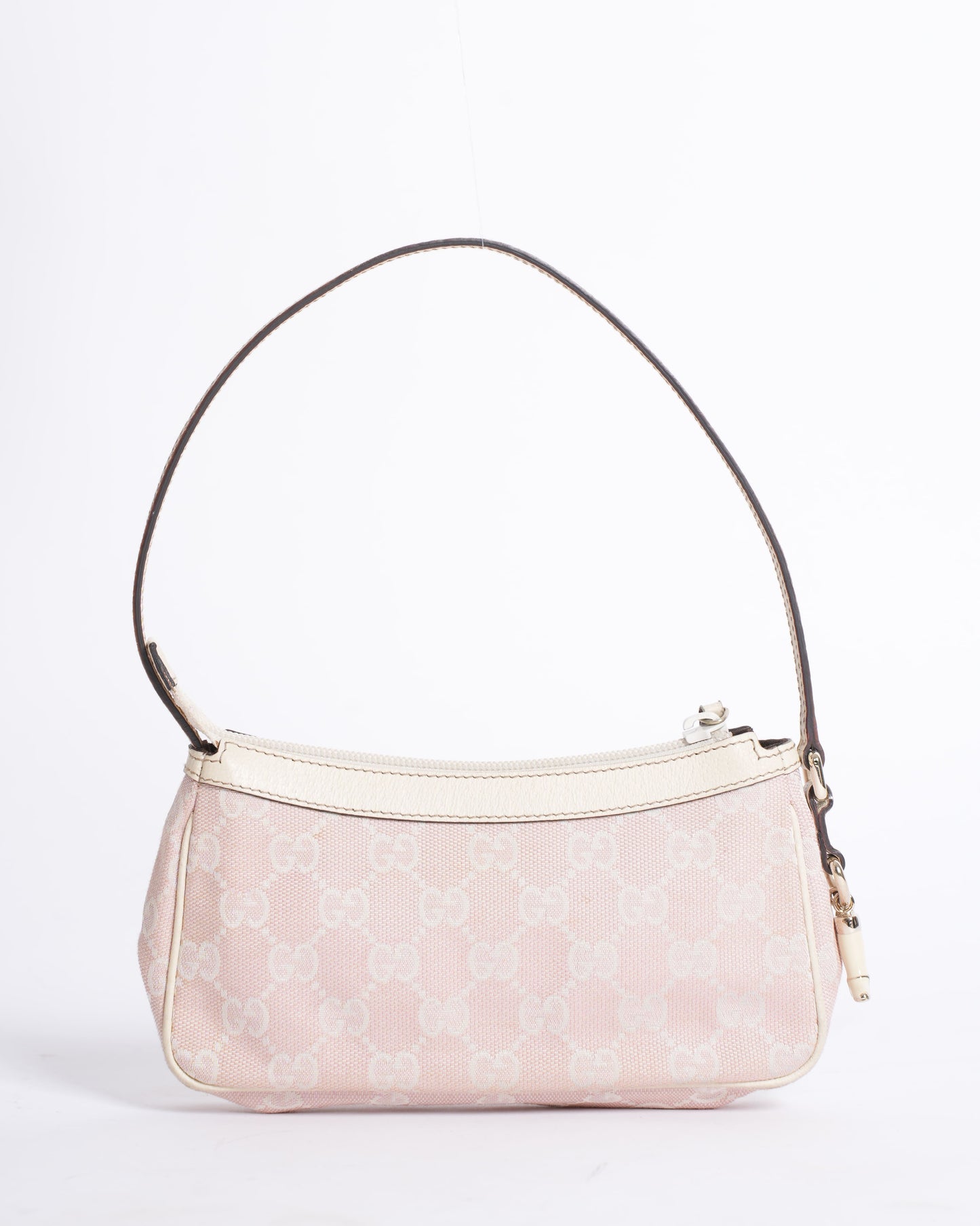 Gucci Pink GG Canvas Baguette Shoulder Bag