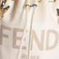 Fendi White Leather Mini Logo Mon Trésor Drawstring Bucket Bag