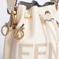 Fendi White Leather Mini Logo Mon Trésor Drawstring Bucket Bag