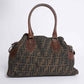 Fendi Canvas Zucca Shoulder Bag In Brown