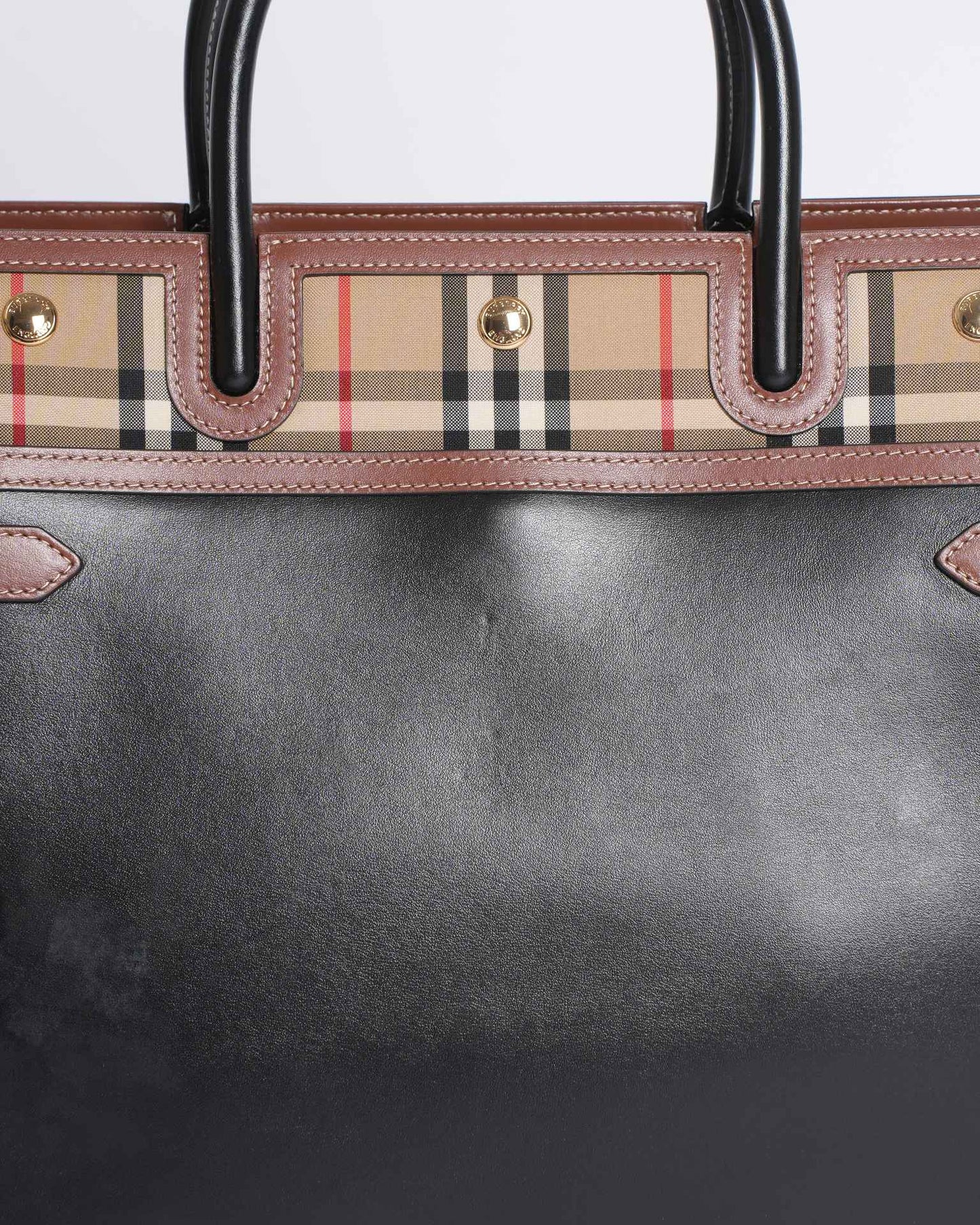 New Burberry Ho  Check Title Top Handle Bag