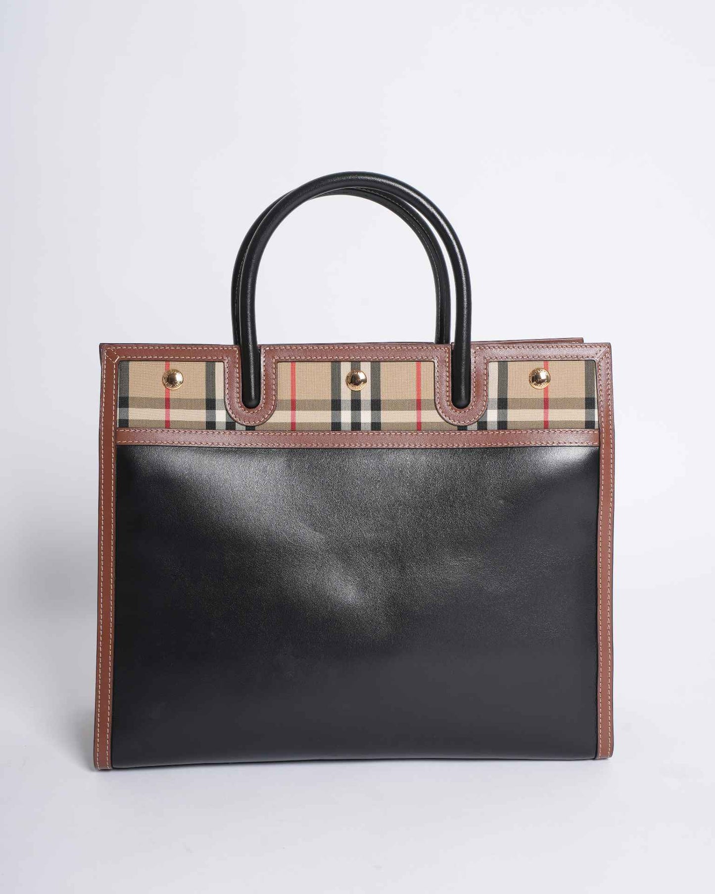 New Burberry Ho  Check Title Top Handle Bag