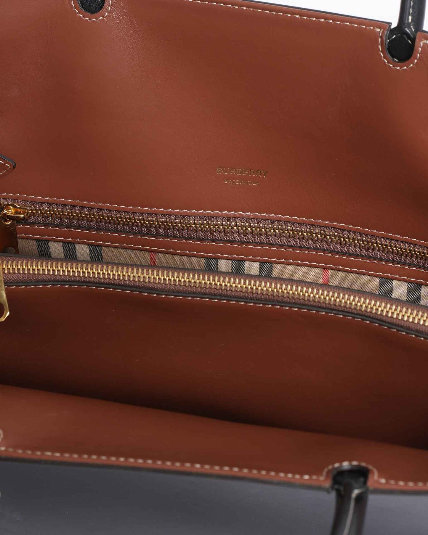 New Burberry Ho  Check Title Top Handle Bag