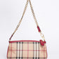 New Burberry Haymarket Check Clara Shoulder Bag in Red