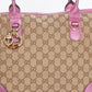 Gucci Canvas & Leather Shoulder Bag in Metallic Pink