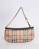 New Burberry Nova Check Accessory Pouch  PVC Beige Checkered Bag
