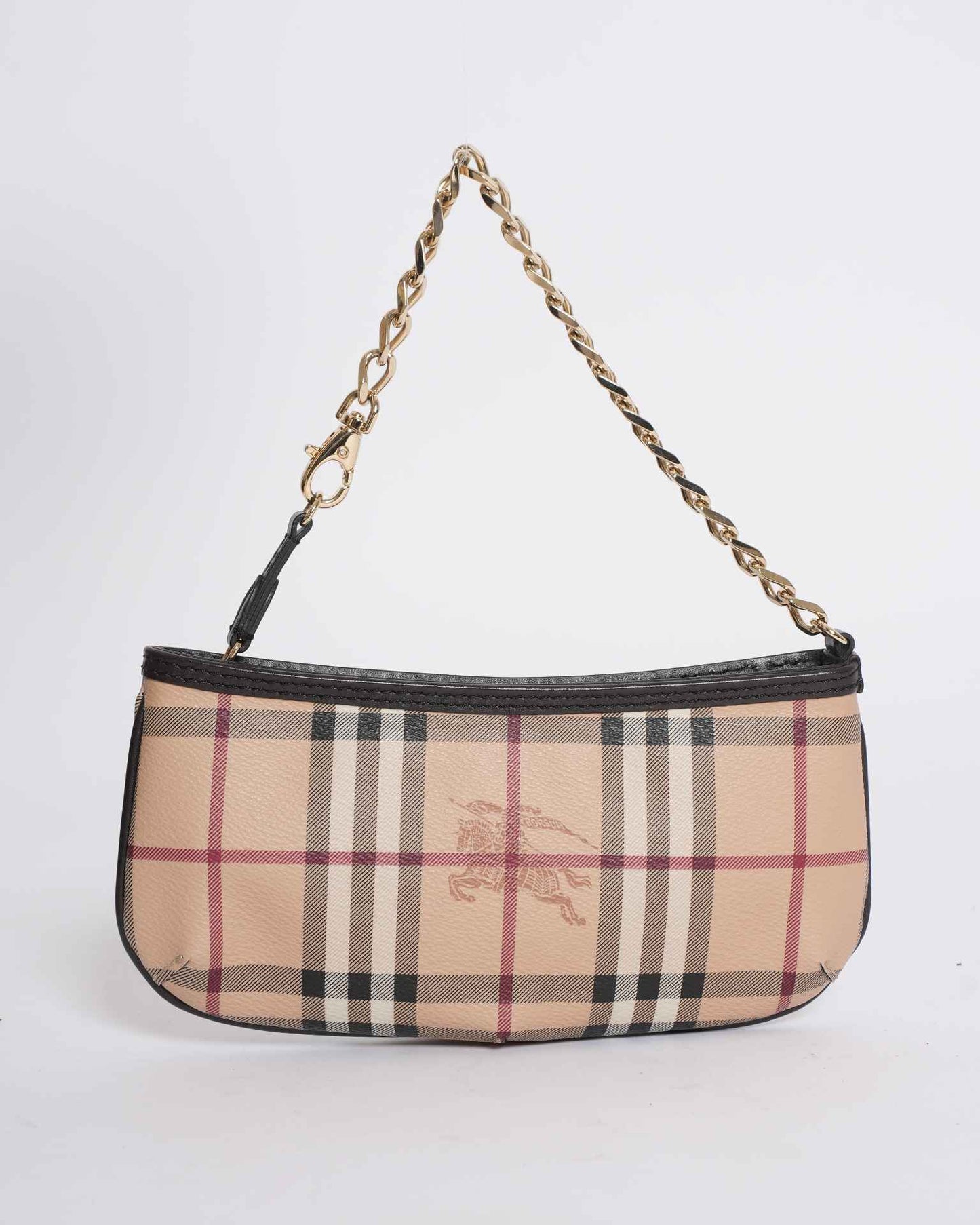 New Burberry Nova Check Accessory Pouch  PVC Beige Checkered Bag