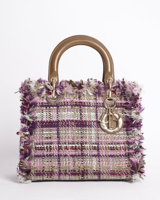 Christian Dior Tweed Lady Dior Medium Bag