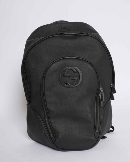 Gucci Black Coated Canvas Backpack Men's