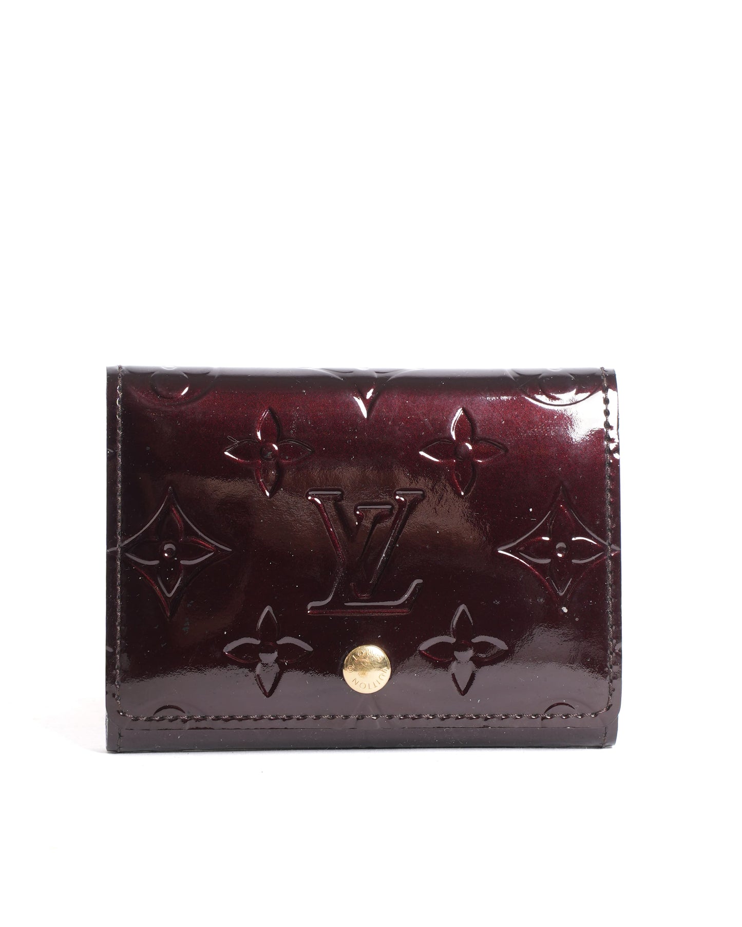 Louis Vuitton Monogram Vernis Card Case in Maroon
