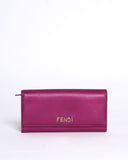 Fendi magenta leather logo flap continental wallet