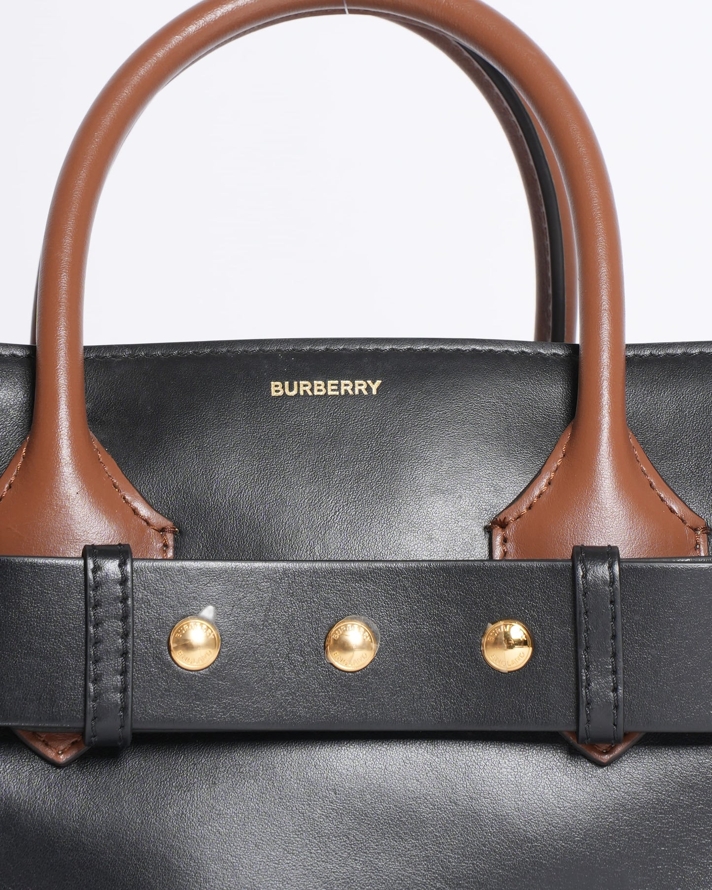 Burberry Small Triple Stud Calfskin Top Handle Bag with Shoulder Strap