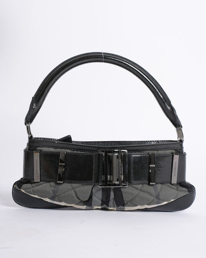 Burberry Small Shoulder Bag in Checkered Canvas & Leather
