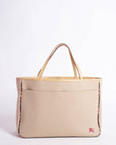 Burberry Label Beige Canvas Tote Bag