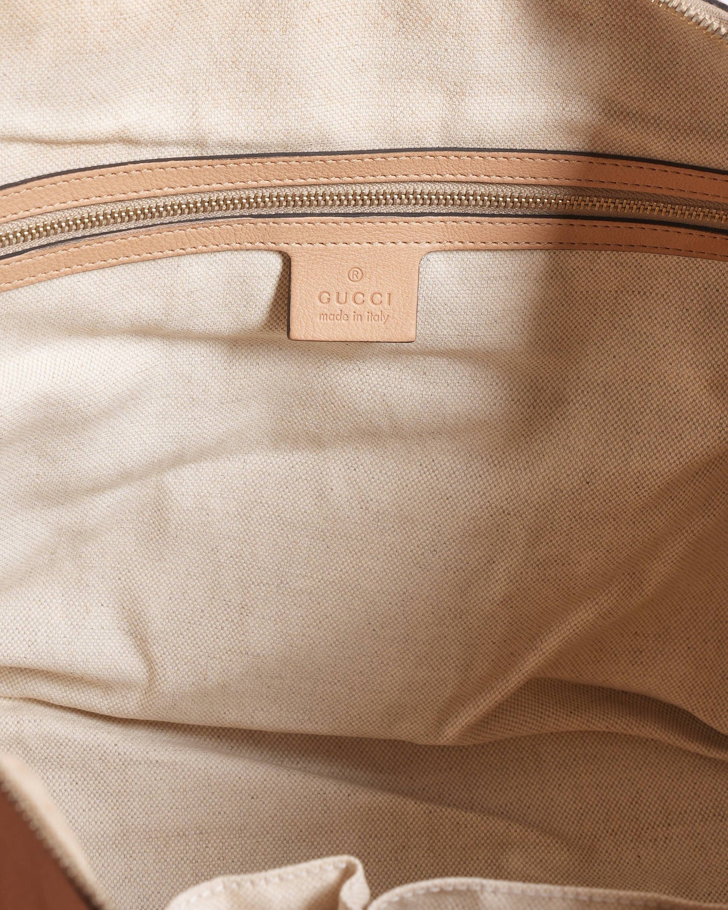 Gucci Light Brown Leather Bamboo Handle Shopper Tote