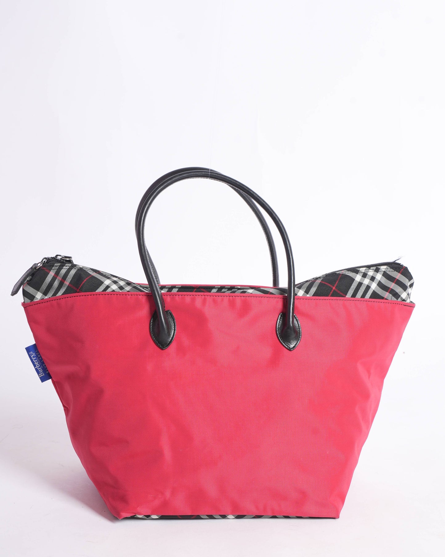 Burberry Nova Check Blue Label Tote Bag In Nylon Red