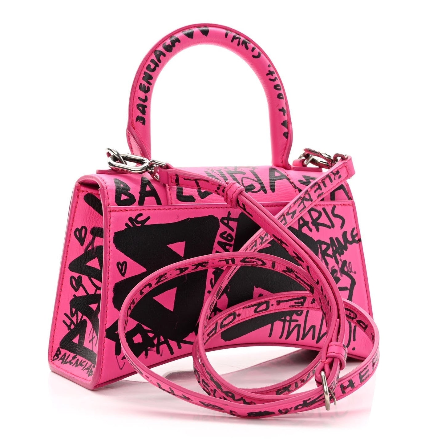 BLN-CIAGA HOURGLASS XS  GRAFFITI PRINTED CALFSKIN TOP HANDLE BAG