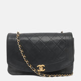 Chanel Diana CC Flap Bag   1989 Black Lambskin Leather with 24k Gold Hardware