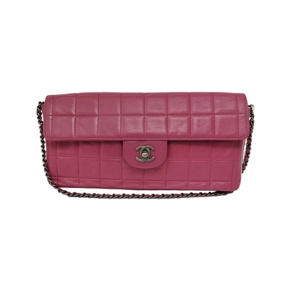 Chanel East West Chocolate Bar Pink Leather Silver Hardware