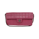 Chanel East West Chocolate Bar Pink Leather Silver Hardware