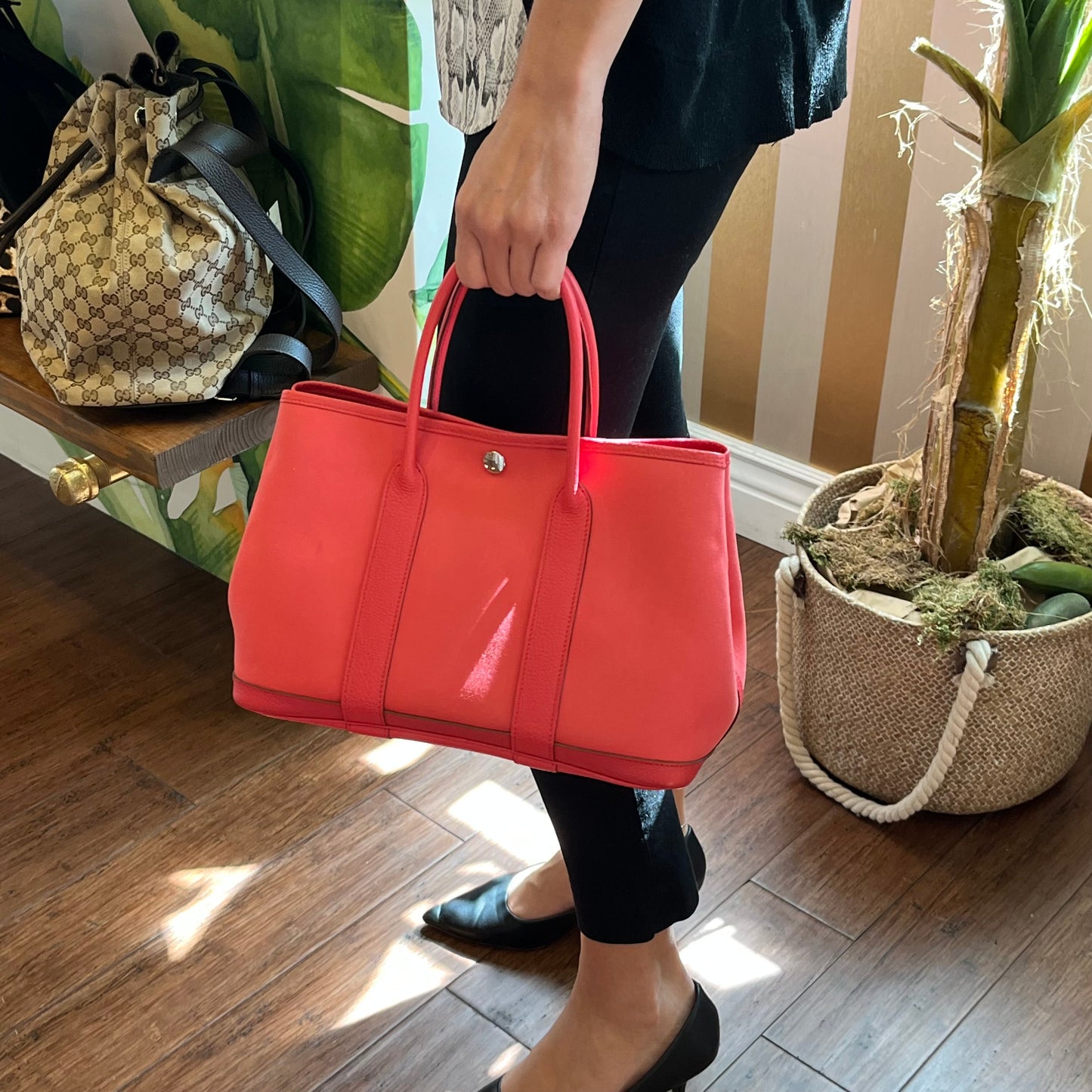 HRMS Garden Party 30 Pink Cl?mence Toile Tote