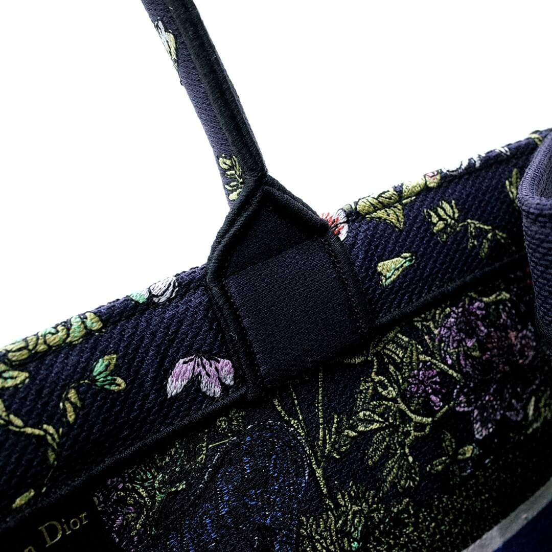 DIR1286 Book Tote small size 36.5cm 41.5cm Embroidery green black