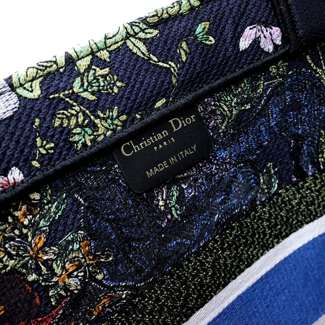 DIR1286 Book Tote small size 36.5cm 41.5cm Embroidery green black