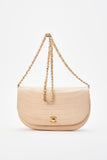 Chanel Half Moon Cream Leather Flap Bag With 24K Gold Plated Hardware