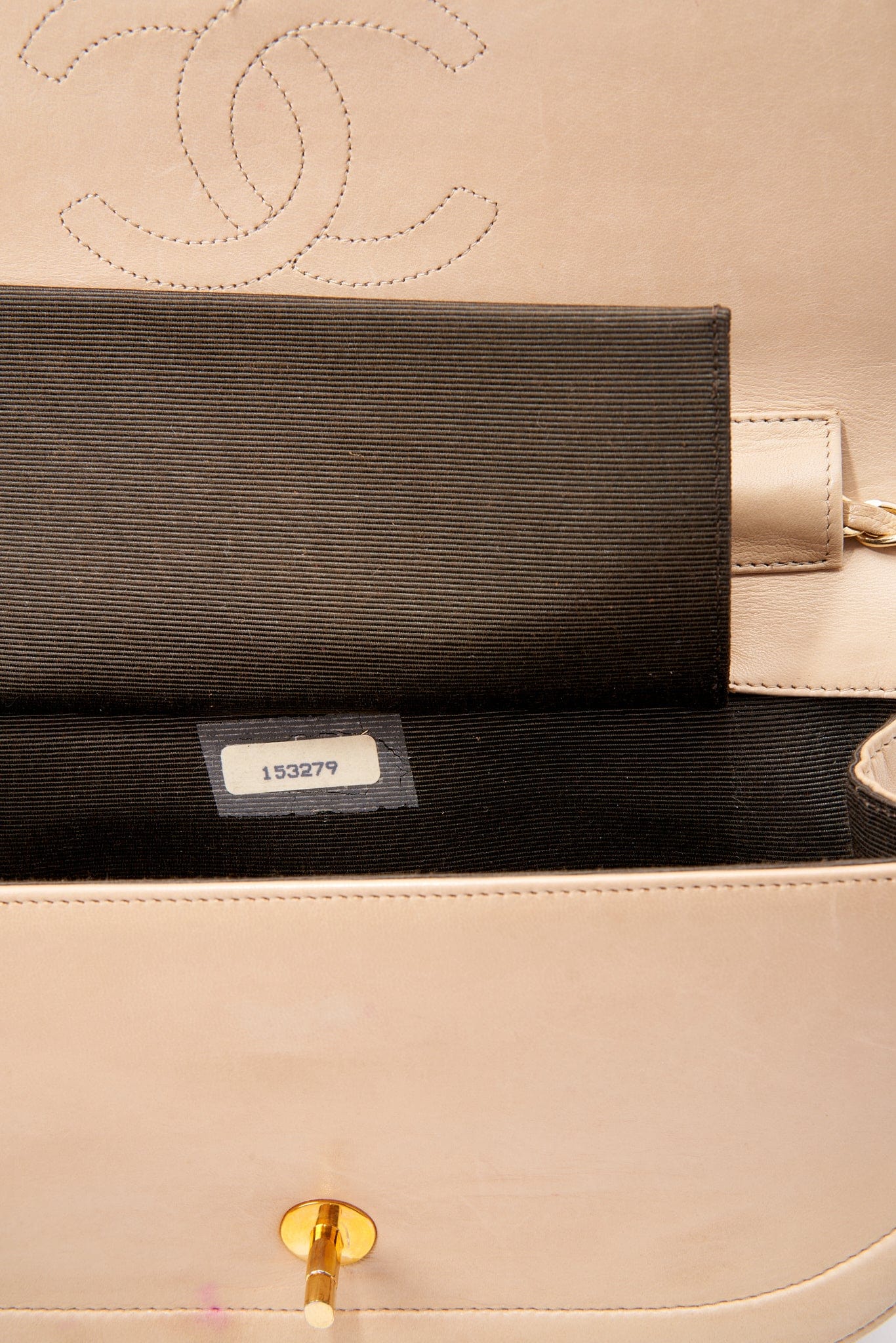 Chanel Half Moon Cream Leather Flap Bag With 24K Gold Plated Hardware