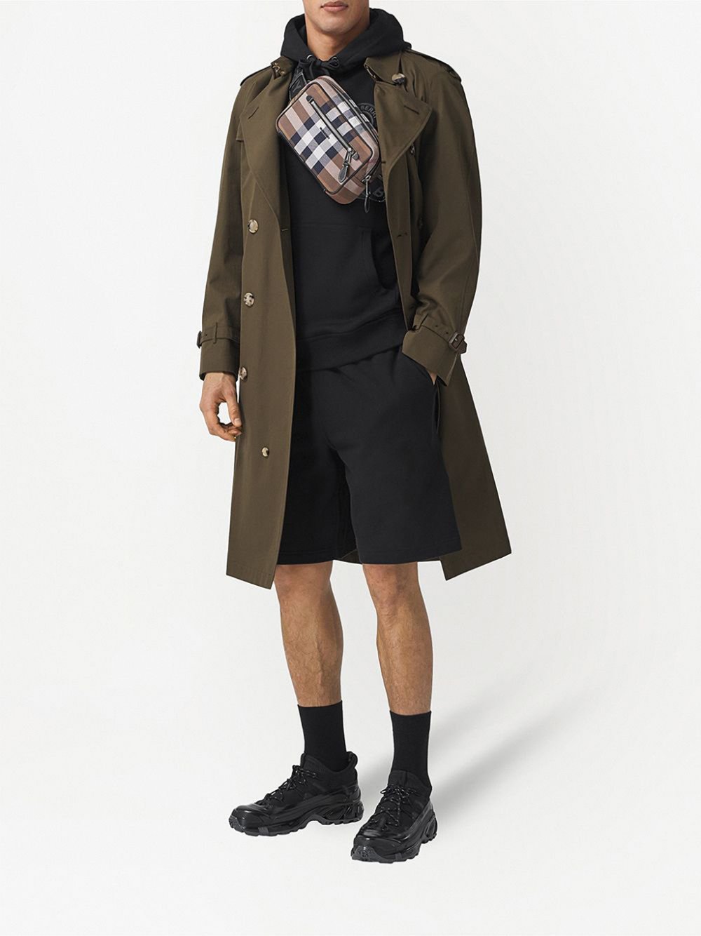 BURBERRY CHECK PRINT CANVAS & LEATHER BELT BAG