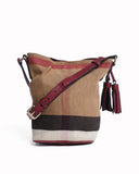 Burberry Multicolor Exploded Check Canvas and Leather MiniAshby Tassel Crossbody Bag