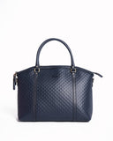 Gucci micro-guccissima leather large dome satchel in navy blue
