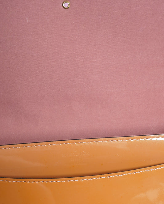 Louis vuitton louise mustard yellow patent clutch