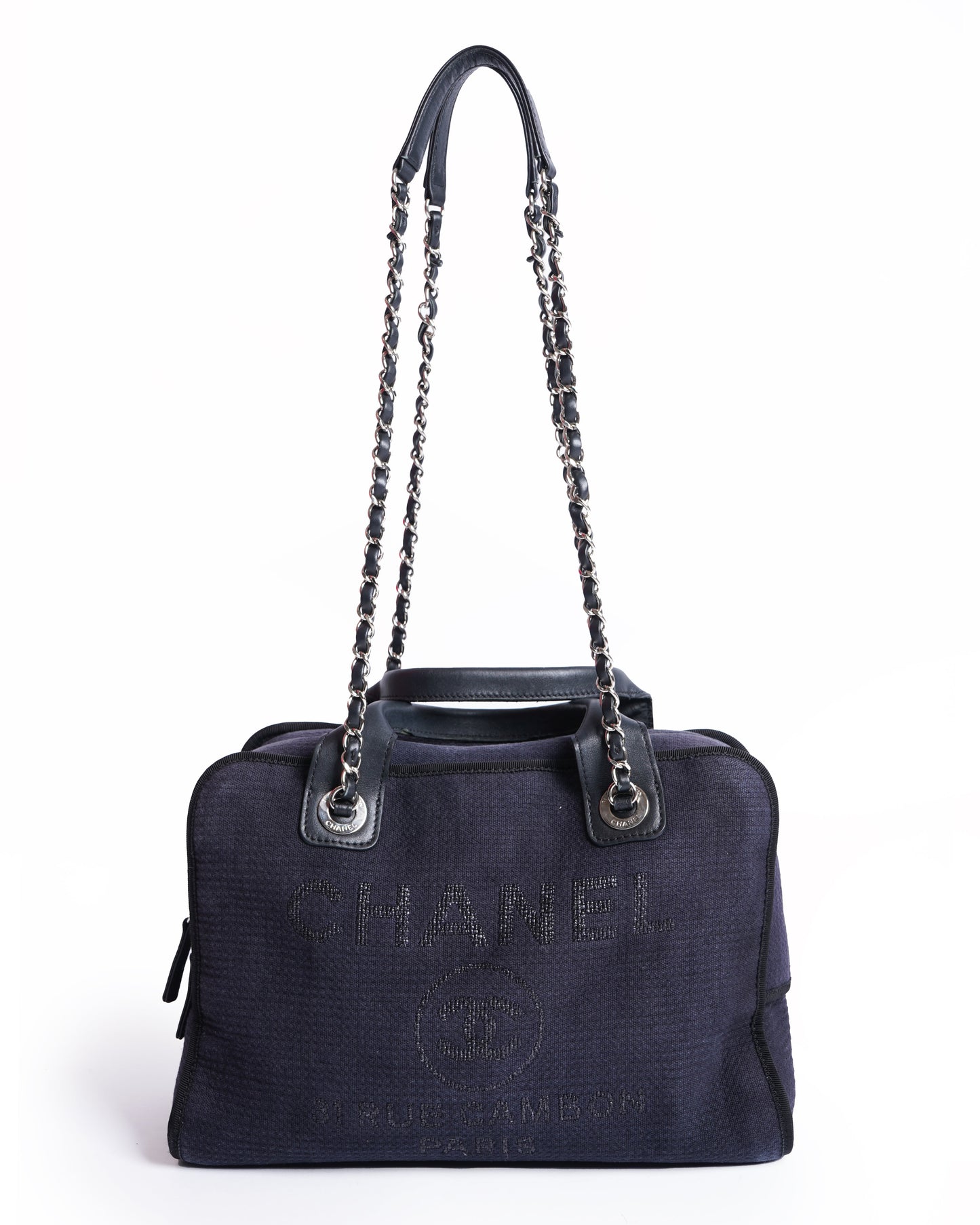 Chanel deauville bowling bag in blue