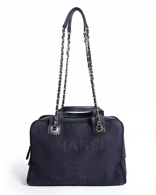 Chanel deauville bowling bag in blue