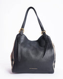 Burberry Black/Beige Leather & Ho  Check Small Canterbury Tote