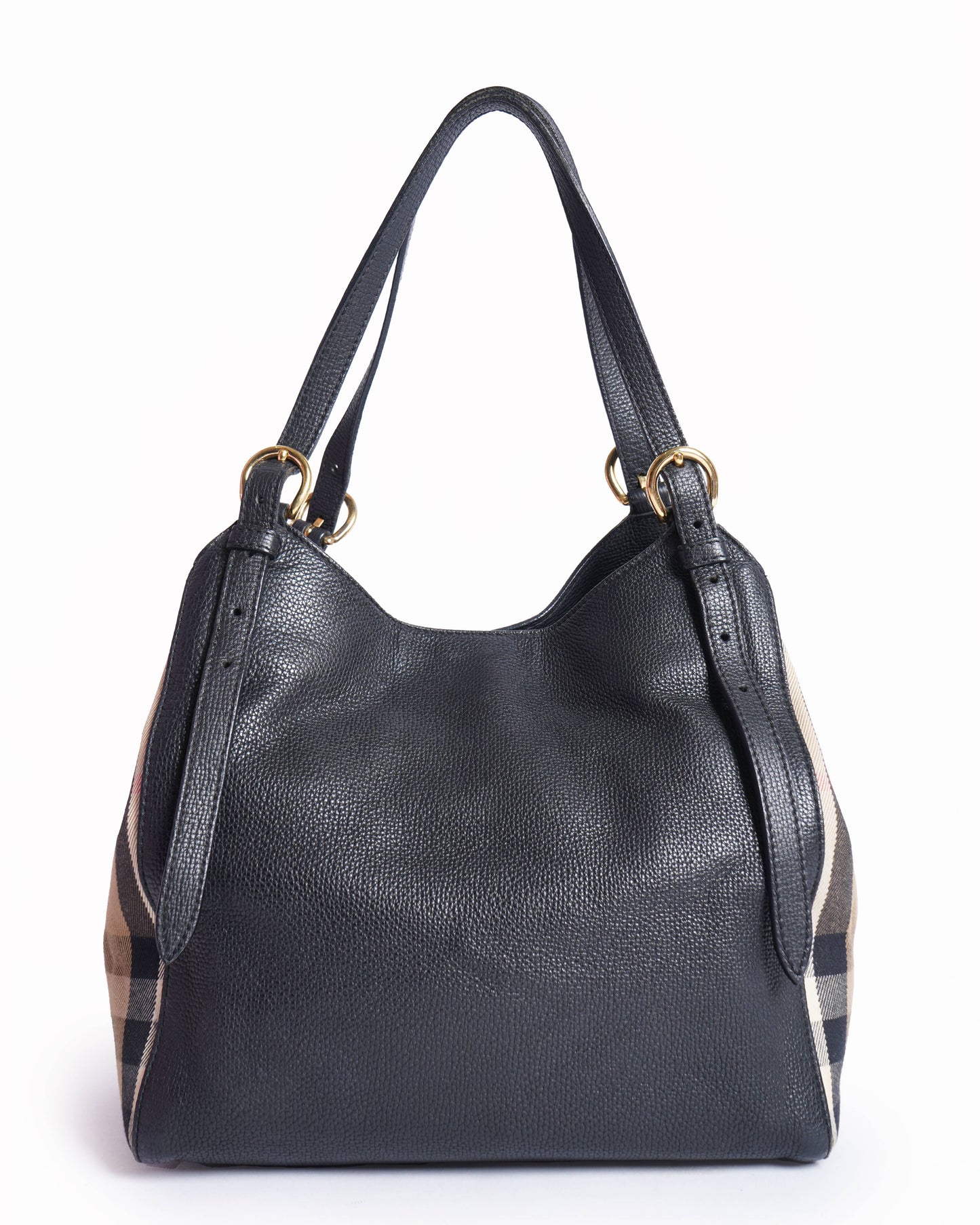 Burberry Black/Beige Leather & Ho  Check Small Canterbury Tote
