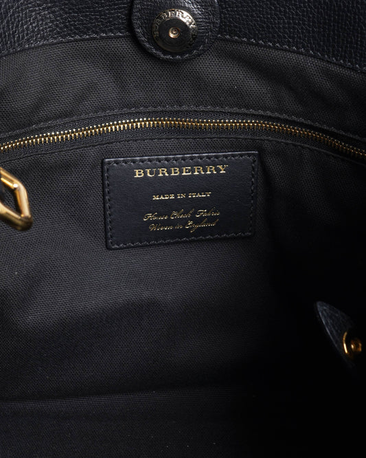 Burberry Black/Beige Leather & Ho  Check Small Canterbury Tote