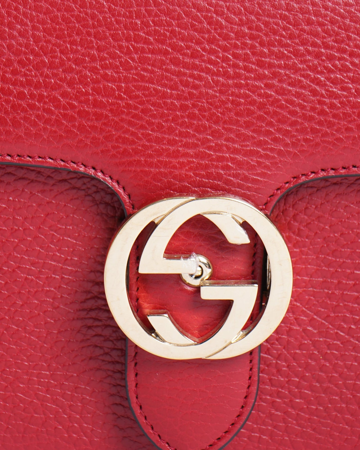 Gucci Red Interlocking Chain Leather Shoulder Bag