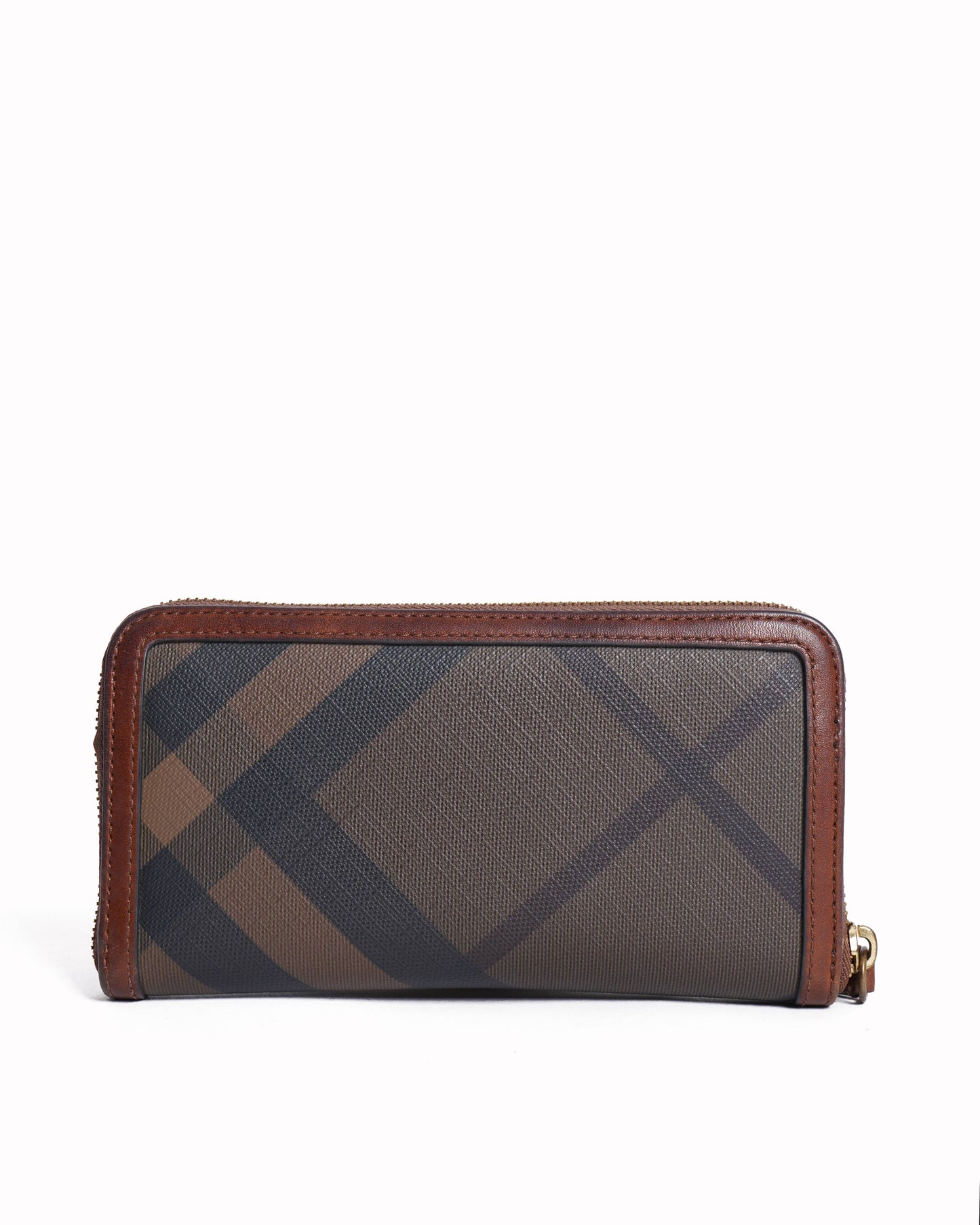 Burberry checkered zip around wallet