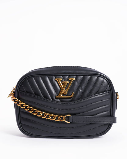 Louis Vuitton calfskin wave camera bag in black