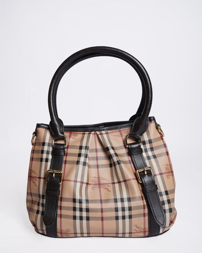 Burberry Beige Haymarket Check Coated Canvas  and Leather Northfield Tote