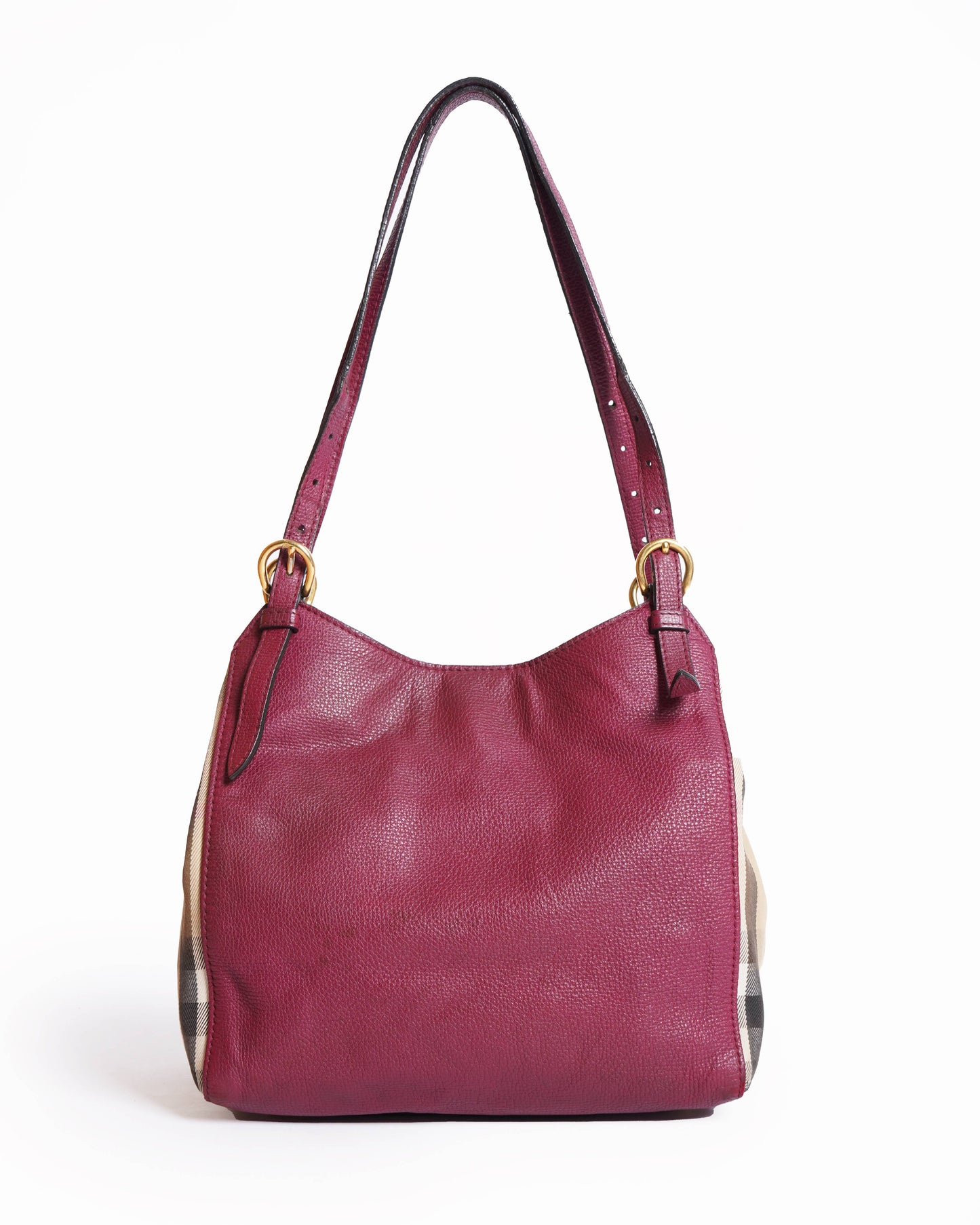 Burberry Ho  Check Derby Leather Small Canterbury Tote Bag