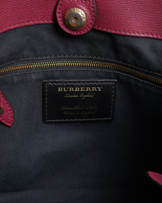 Burberry Ho  Check Derby Leather Small Canterbury Tote Bag